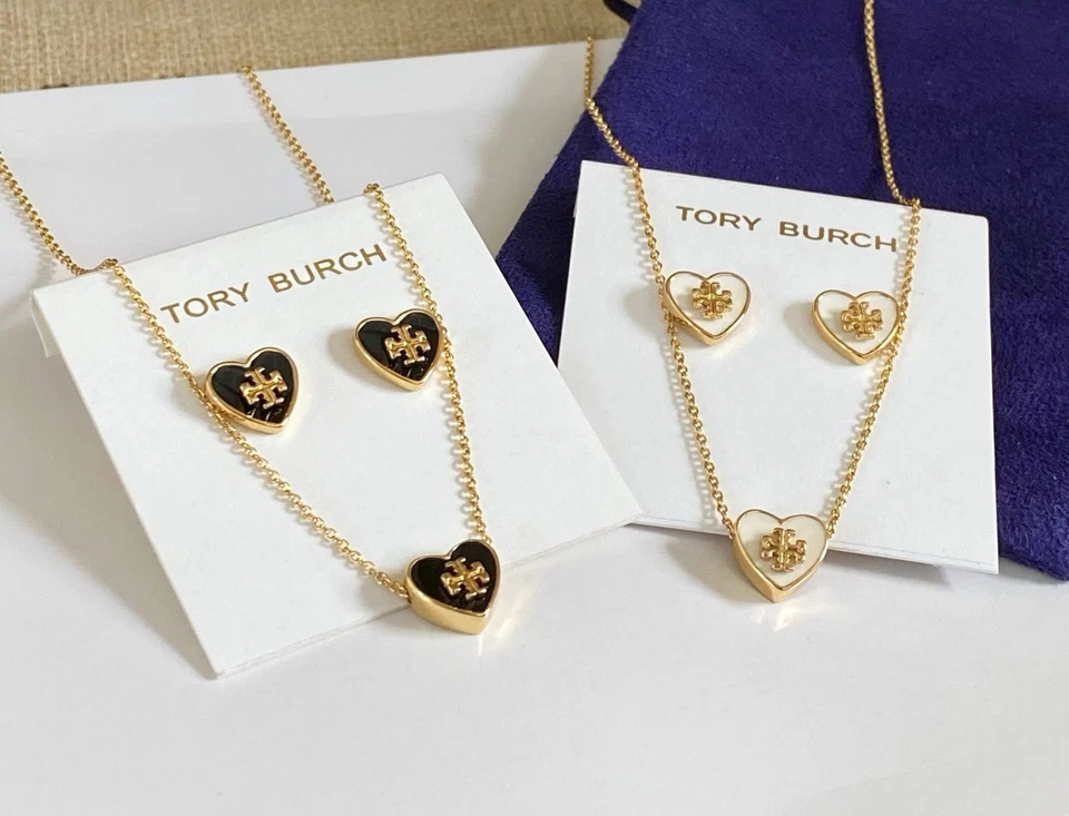 Tory Burch Heart Pendant Necklace and Earring Set - Image 1 of 4