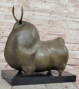 Large Brown Patina Fighting Bull Modern Art Botero Bronze Sculpture Gift Decor - Picture 1 of 10