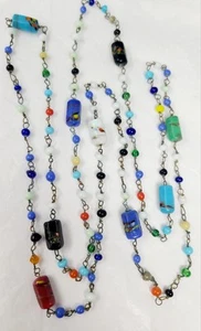 VTG Art Deco Czech Art Glass Necklace Flapper Beaded Strand - Picture 1 of 10