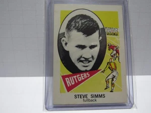 Steve Simms 1961 tarjeta nu fútbol americano estrellas novato # 126 Rutgers Fullback - Imagen 1 de 1