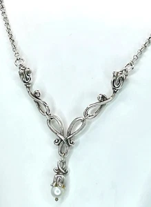 Brighton Nouveau Silver Tulip Pearl Y Necklace - Picture 1 of 4