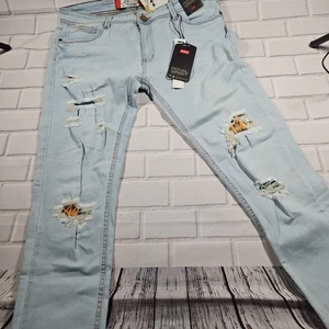 Herren Jeans Royal Spirit Denim Blau Größe 36 Neu Mit Etikett Riss Mit Patches - Bild 1 von 13