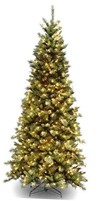  Pre-Lit Artificial Slim Christmas Tree, Green, Tiffany Fir, White 7ft 6in - Image 1 of 4