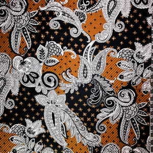 Seersucker Paisley by APSCO Fabrics Black,White &Brown - Picture 1 of 11