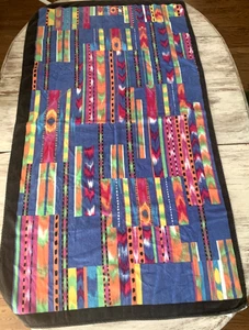 Vtg 80-90s Colorful Southwestern Mod Stripe Beach Towel 59x 32” Spugne Tani READ - Picture 1 of 14