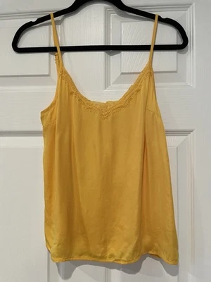 Top camisero de seda dorado Floreat Anthropologie para mujer, talla pequeña Foto 1 de 4