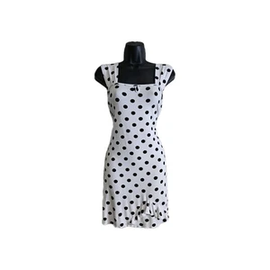 Leins' European Union Ruffle Hem Polka Dot Dress Viscose Preppy Size Large - Picture 1 of 9