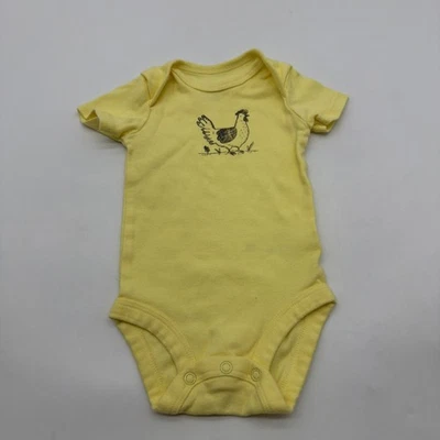 Carters One Piece Toddler Girls 3M Yellow Graphic Chiken Snap 100% Cotton.#37870 - Image 1 of 4