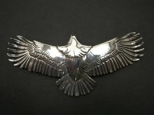925 Silver Large Eagle Pendant All Silver Rustic Finish - Picture 1 of 2