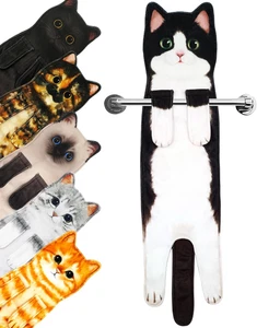 Divertenti Asciugamani Gatto,Casa E Cucina Bagno Decorazioni Asciugamano Gatto,G - Foto 1 di 12
