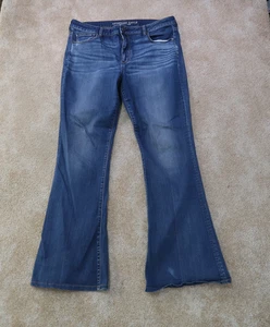 American Eagle high Rise slim Flare Jeans Women's 36x33 Blue Denim super Stretch - Picture 1 of 15