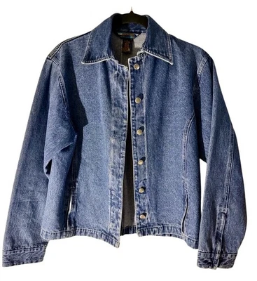 SHAVER LAKE WOMANS DENIM JACKET, SZ S COLLAR, BUTTON FRONT ZIP AT SLEEVE - Image 1 of 4