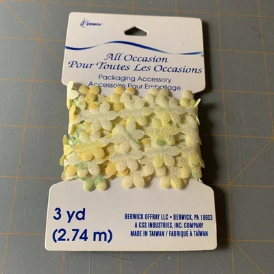 Berwick All Occasion Yellow Floral Ribbon 3yd - Image 1 of 4