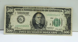 1928 $500 Federal Reserve Note G00023040A Chicago Fine (Light Staining) - Picture 1 of 2