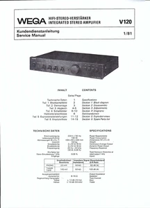 Wega Service Manual für V 120 Copy - Picture 1 of 1