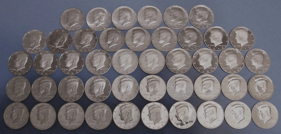 1964 -1967-1968 S - 2009 S PROOF Kennedy Half Dollar Coin Collection 45 Coins  - Image 1 of 4