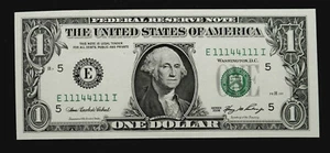 $1 Series 2006. Radar serial number, Richmond 11144111, fancy. UNC - Picture 1 of 2