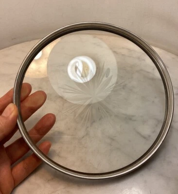 Bandeja cordial vintage GORHAM de plata de ley grabada en vidrio Foto 1 de 4