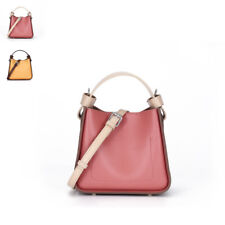 Small Colorblock Leather Bucket Bag Tote Crossbody Shoulder Purse-Fashion Clutch