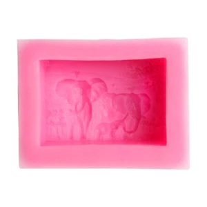 Elephant Family Soap Mold Handmade Silicone Mould Bar Art Craft Molds - Picture 1 of 8