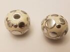 Perle ronde Indonésie Dots faite main, avec noyau en laiton, environ 16 mm, trou 3,8 mm