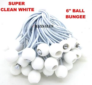 (25) 6" White Ball BUNGEE Cord Lona Bungee Correa de Atar Bungi Canopy Correas - Imagen 1 de 1