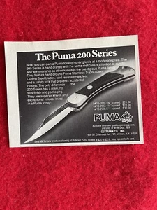 Vintage 1976 Print Ad PUMA Folding Hunting Knife 200 Series Knives Ad - Picture 1 of 6