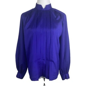 Liz Claiborne Vintage Pleated Front Button Down Back Blouse Women's 8 Purple - Picture 1 of 12