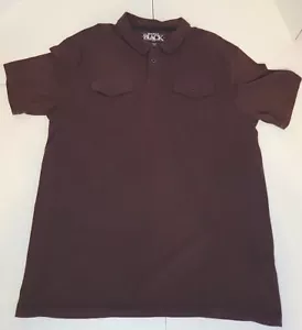 BKE Buckle Black No 48 Polo Shirt Pocket Front Red Burgundy Short Sleeve - Picture 1 of 9