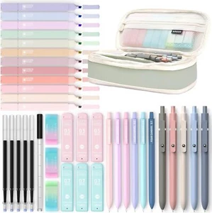 39 PCS School Supplies w/Pen Case, 12 Pastel Highlighters, 5 Gel Pens - Picture 1 of 7