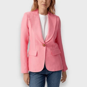Smythe Pintuck Linen Chalk Pink Blazer Size 8 Women’s Suit Jacket - Picture 1 of 8
