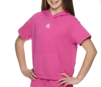 Reebok GirlsHooded Pullover Short Sleeve Color Raspberry Rose Sz S(6/6X) - Image 1 of 4