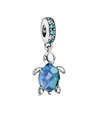 Blue Murano Sea Turtle Charm Genuine  Sterling Silver 925 + Gift Pouch