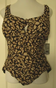Heat Swimwear Brown Print One Piece Swim Size 22W Top Shelf Bra - Picture 1 of 3