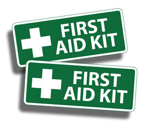 Green First Aid Sticker 1st Safety Alert OSHA Rescue Kit Red Cross Emergency DIY