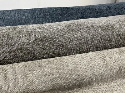 UPHOLSTERY CHENILLE  PLAIN CHUNKY TEXTURED HOPSACK FABRIC 140CM WIDE By Next - Image 1 of 4