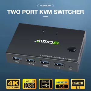 Conmutador KVM USB HDCP HDM HD 2K*4K 30Hz 2 Hosts Compartir 1 Monitor Teclado Mouse EE. UU. - Imagen 1 de 14
