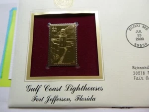 GULF COAST LIGHTHOUSE FORT JEFFERSON FLORIDA 2009 USPS 24KT GOLD STAMP SET G2 - Picture 1 of 4