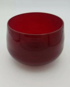 Vintage Kirschrot Studio Kunst Glas Aschenbecher Schale Handarbeit Blasen unsigniert - Bild 1 von 9