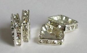 Rhinestone Square Spacer Beads 6 8 10mm Sizes Choice Quantities Crafts/Jewellery