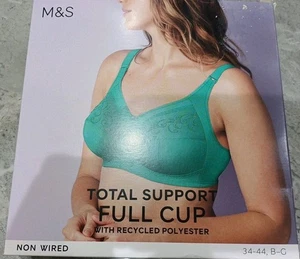 44D Bra M&S COLLECTION Total Support Embroidered Full Cup Bra EMERALD - Picture 1 of 12