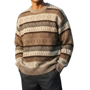 THE ITALIAN SWEATER Co Wool Blend Knit Sweater Men M Retro Holiday Made In Italy - Picture 1 of 12