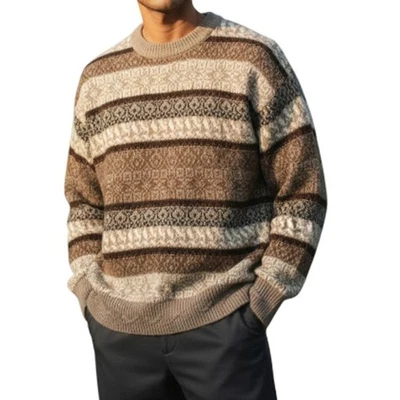 THE ITALIAN SWEATER Co Wool Blend Knit Sweater Men M Retro Holiday Made In Italy - Image 1 of 4