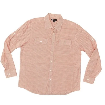 Michael Kors Orange Plaid Cotton Button Shirt Men XL Long Sleeve - Image 1 of 4