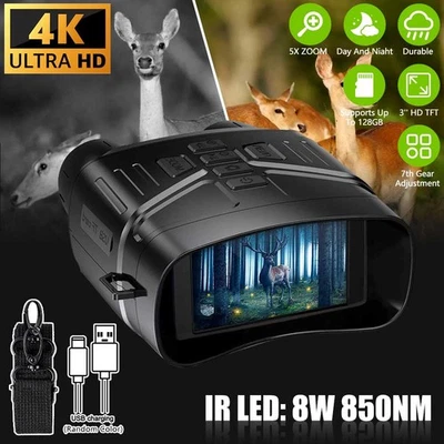 4K Video Night Vision Binoculars Infrared IR Goggles 5X Digital Zoom +32GB - Image 1 of 4