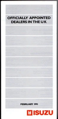 Isuzu Dealer List 1991 UK Market Foldout Brochure - Image 1 of 2