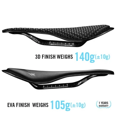 Sillín de bicicleta de carbono impreso en 3D ultraligero 135 mm para MTB grava bicicleta de carretera mar \ Foto 1 de 4