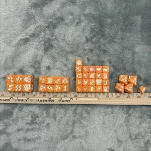 Vtg TSR Dragon Dice Dwarves Orange Swirl 40 Count Varying Shapes Sizes - Picture 1 of 5