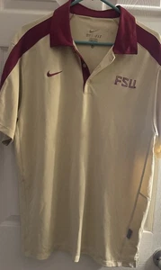 Nike Team Florida State FSU Poloshirt Herren L Garnet Gold Kurzarm Fit Dry - Bild 1 von 5