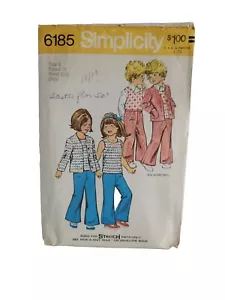 6185 Vintage Simplicity Sewing Pattern Girls 1970s Cardigan Jacket Top Pants 5 - Picture 1 of 4